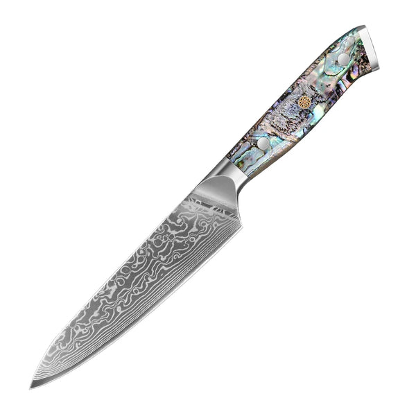 Masahira Abalone Damascus Utility Knife