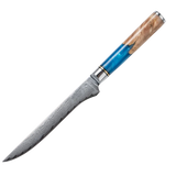 Masahira Aoi Knife Set — Blue Resin Damascus