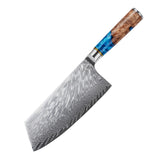 Masahira Aoi Knife Set — Blue Resin Damascus