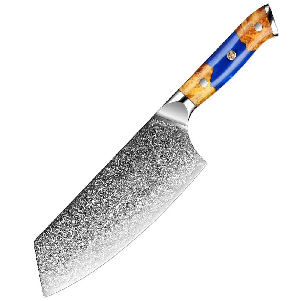 Masahira Ruri Knife Set — VG10 67-Layer Blue Resin Damascus