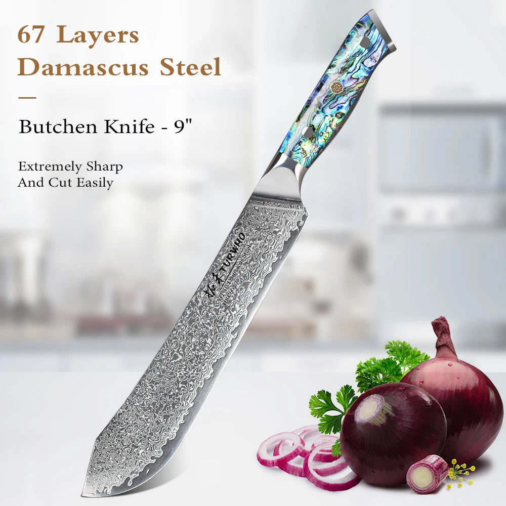 Masahira Shinju Knife Set — 67-Layer Abalone Damascus (9-Piece)