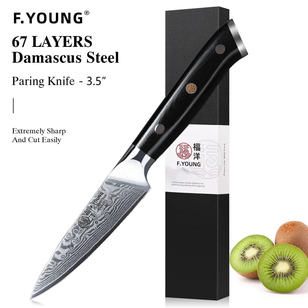Masahira Hono Knife Set — Hand-Forged Damascus
