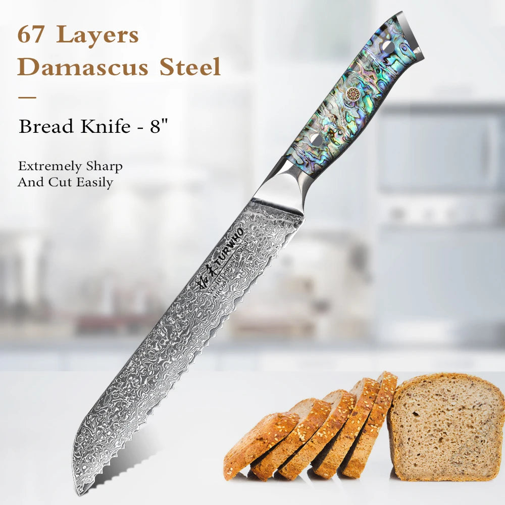 Masahira Shinju Knife Set — 67-Layer Abalone Damascus (9-Piece)
