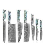 Masahira Umi Knife Set — Abalone Damascus