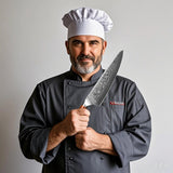 Masahira Damascus Santoku Knife — Rosewood Handle (8 in)