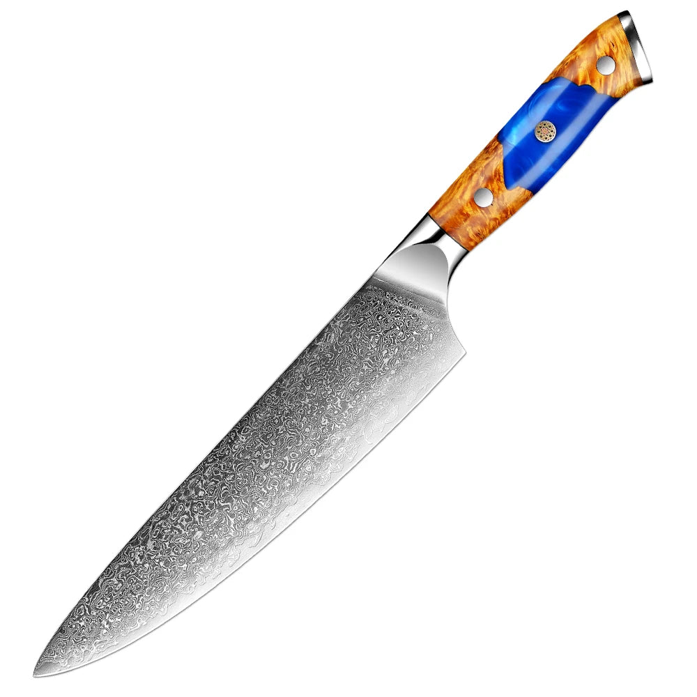 Masahira Ruri Knife Set — VG10 67-Layer Blue Resin Damascus