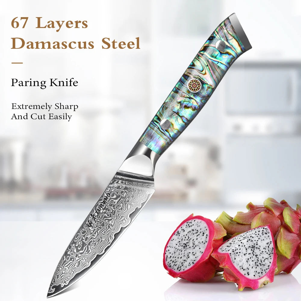 Masahira Shinju Knife Set — 67-Layer Abalone Damascus (9-Piece)