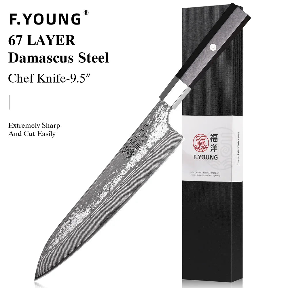 Masahira Hinoki Knife Set — Hand-Forged Damascus