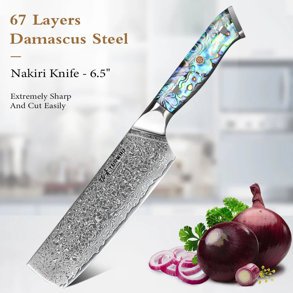 Masahira Shinju Knife Set — 67-Layer Abalone Damascus (9-Piece)