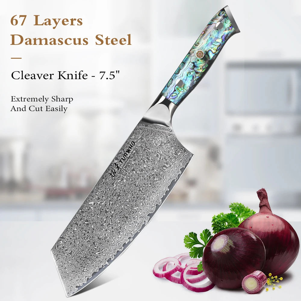 Masahira Shinju Knife Set — 67-Layer Abalone Damascus (9-Piece)
