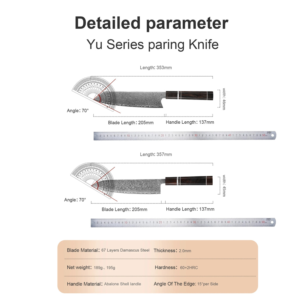Masahira Ryusei Knife Set — VG10 67-Layer Damascus