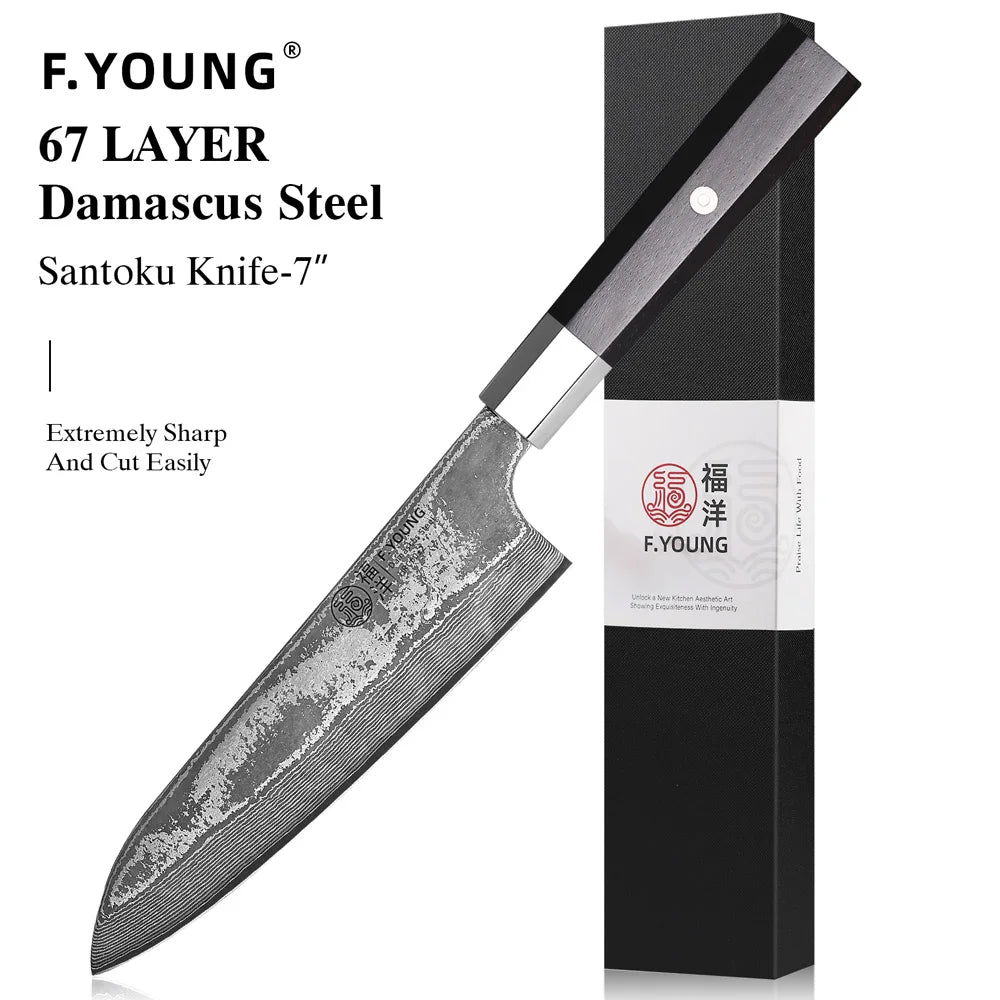 Masahira Hinoki Knife Set — Hand-Forged Damascus
