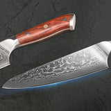 Masahira Damascus Santoku Knife — Rosewood Handle (8 in)