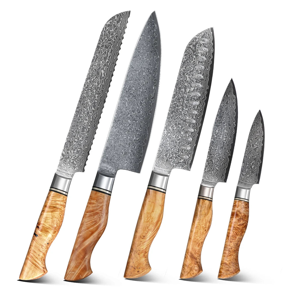Masahira Arashi Knife Set — 67-Layer Damascus