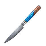 Masahira Aoi Knife Set — Blue Resin Damascus