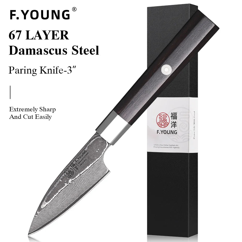 Masahira Hinoki Knife Set — Hand-Forged Damascus