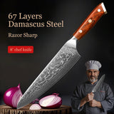Masahira Damascus Santoku rosewood handle