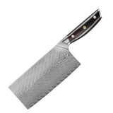 Masahira Damascus Cleaver Knife — 67-Layer, Ebony Handle (7.5 in)
