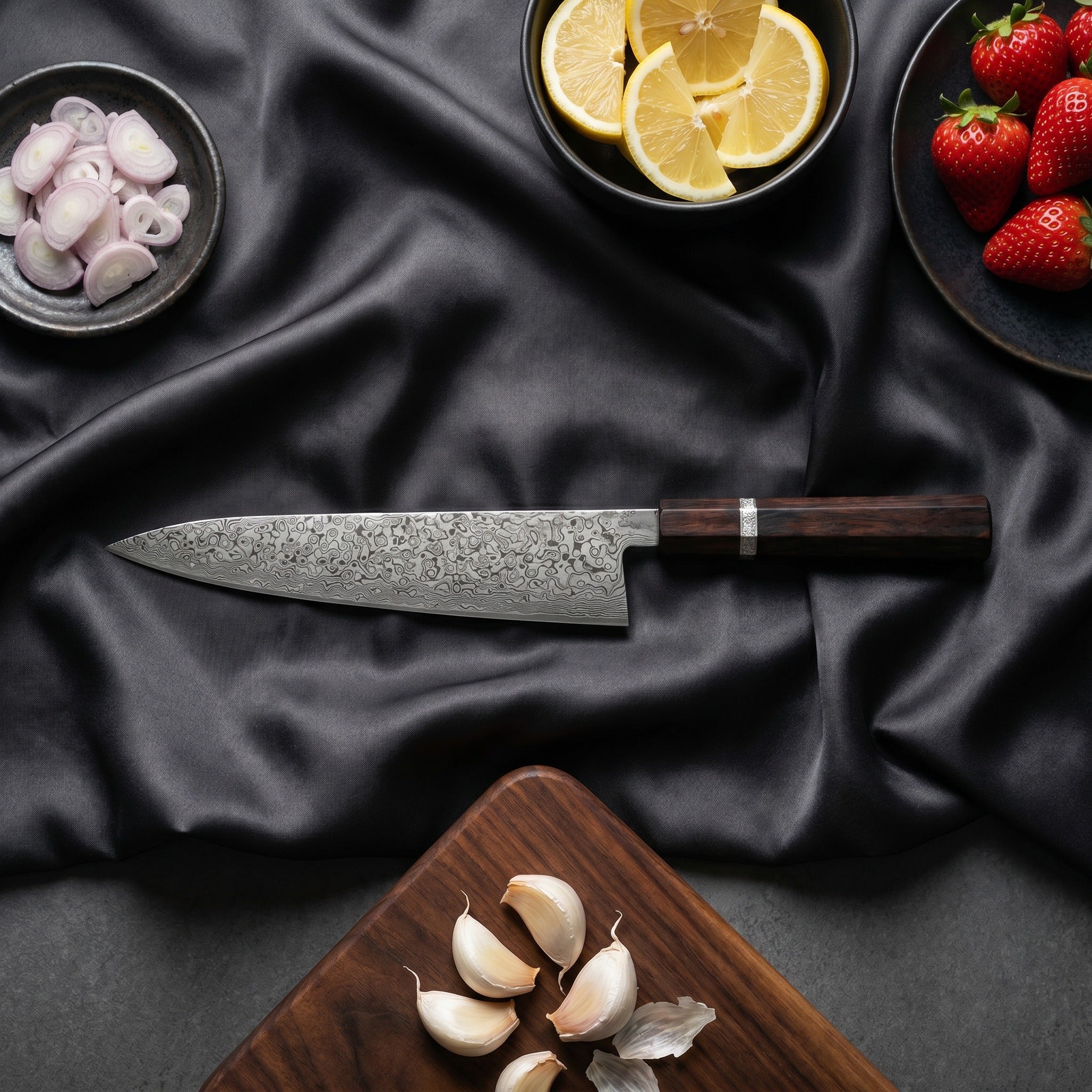 Raiden Gyuto Chef Knife, White Handle