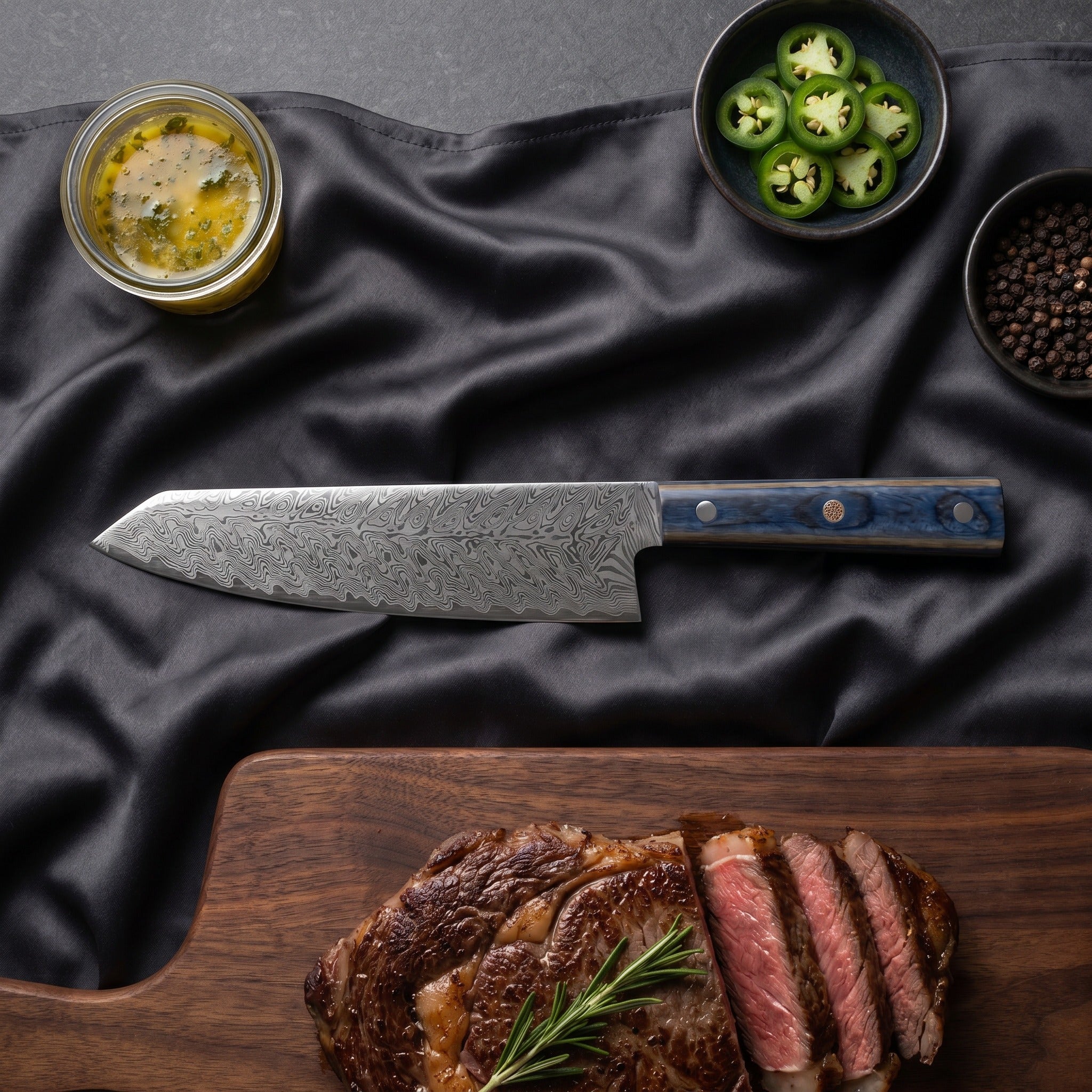 Kumo Kiritsuke Chef Knife, Blue Handle