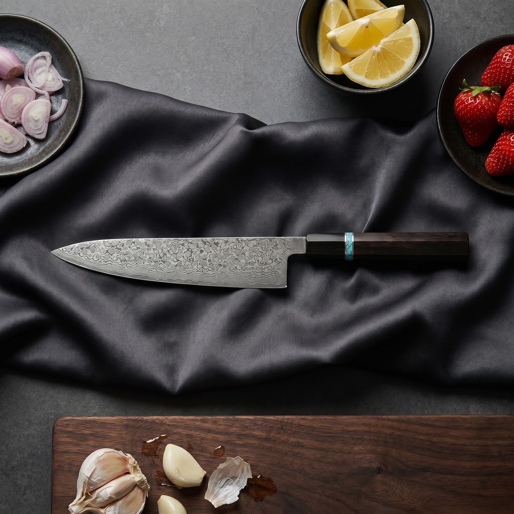 Raiden Gyuto Chef Knife, Blue Handle