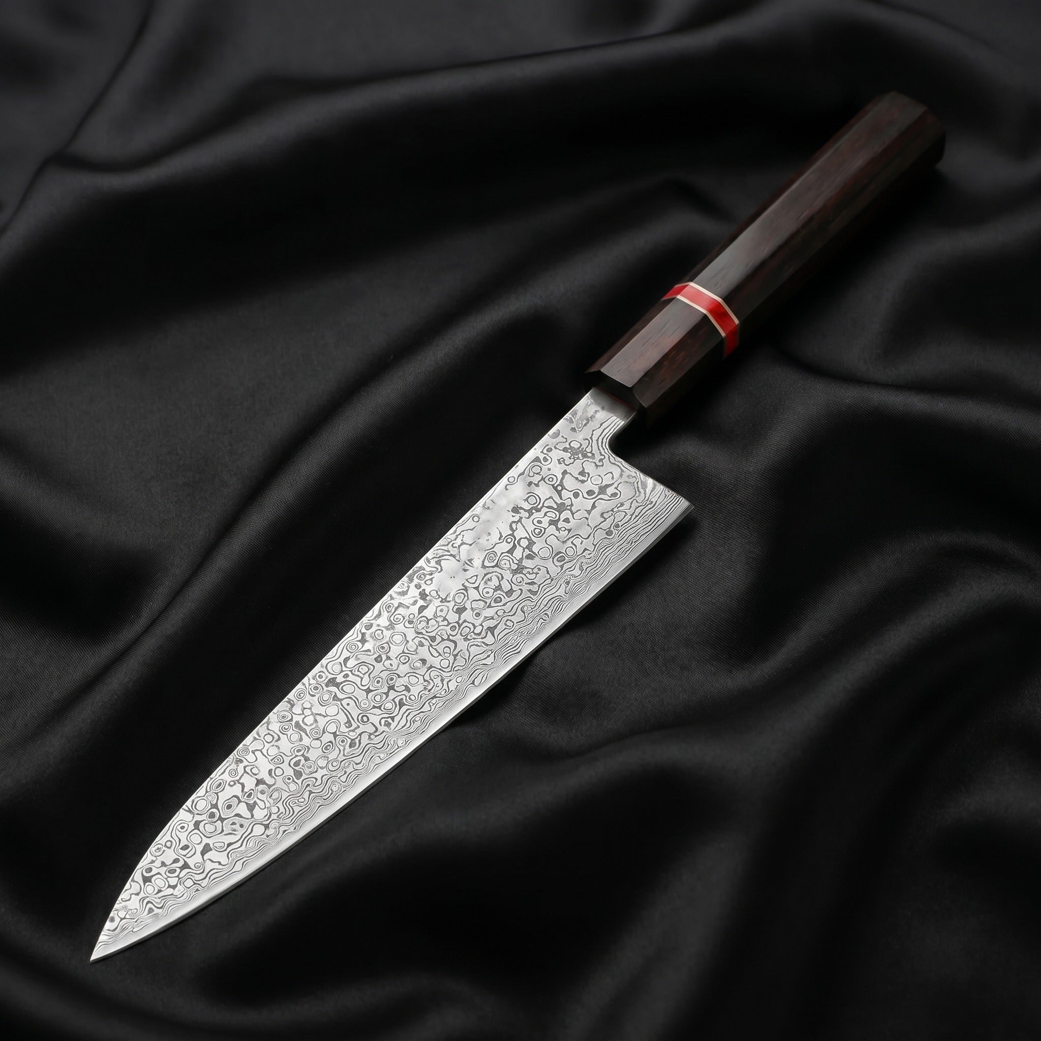 Raiden Gyuto Chef Knife, Red Handle