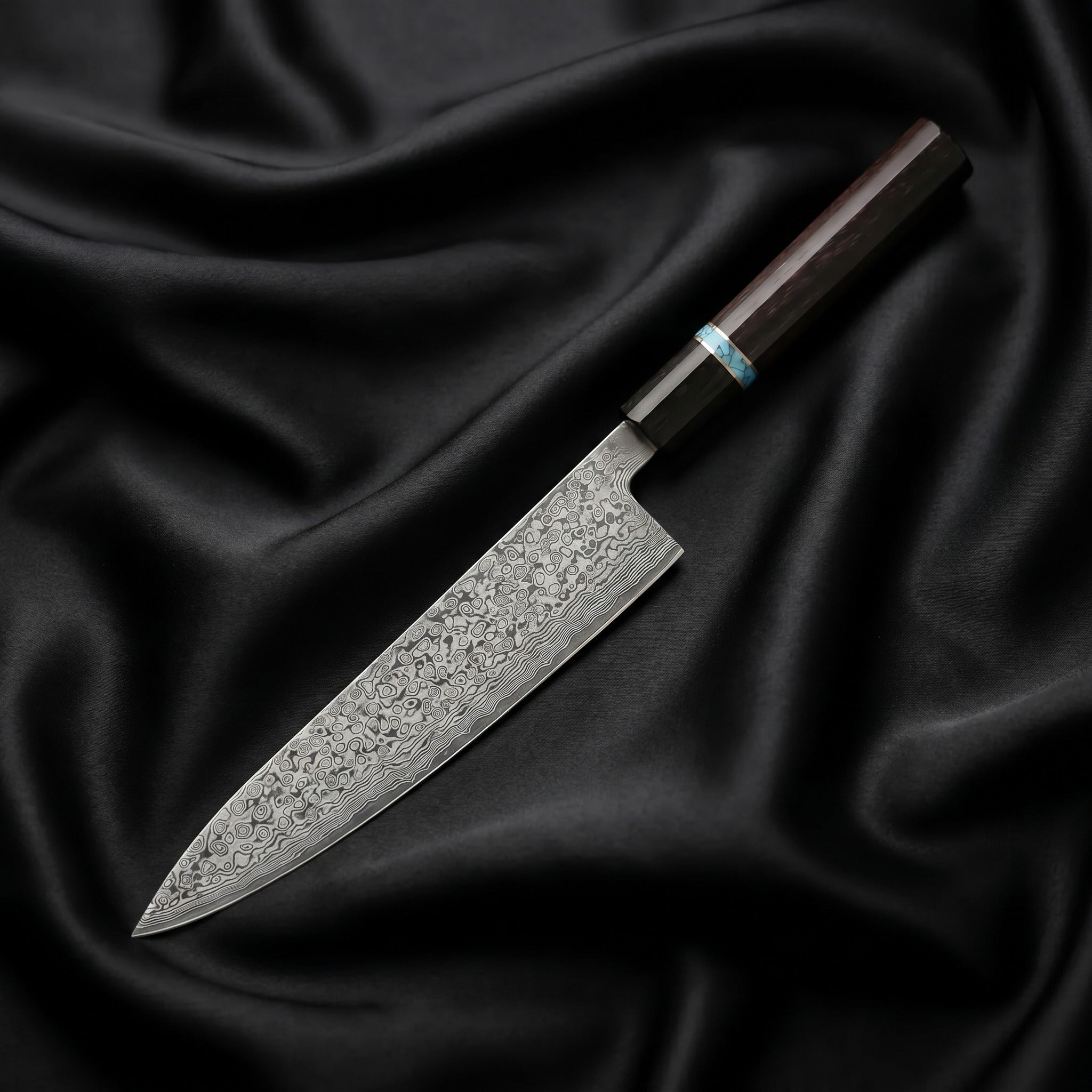Raiden Gyuto Chef Knife, Blue Handle — Hero