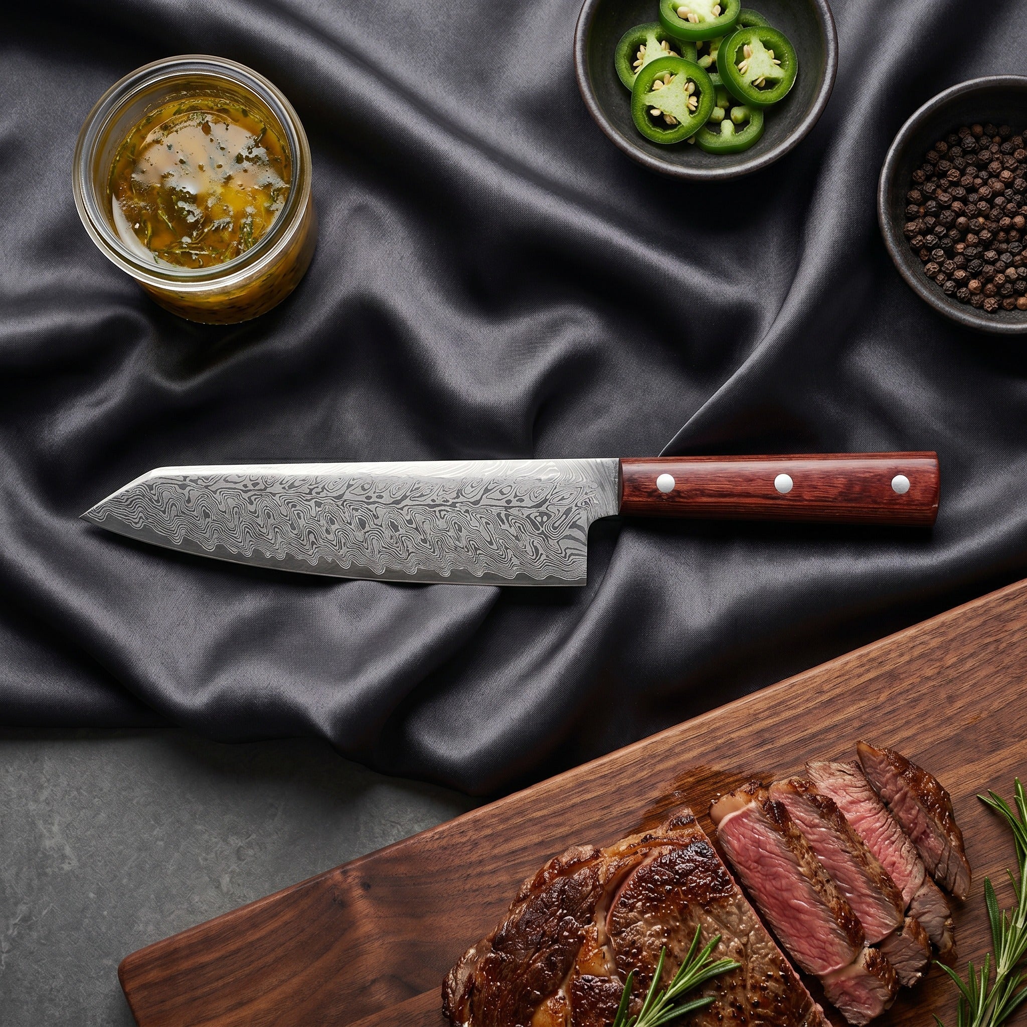 Kumo Kiritsuke Chef Knife, Red Handle