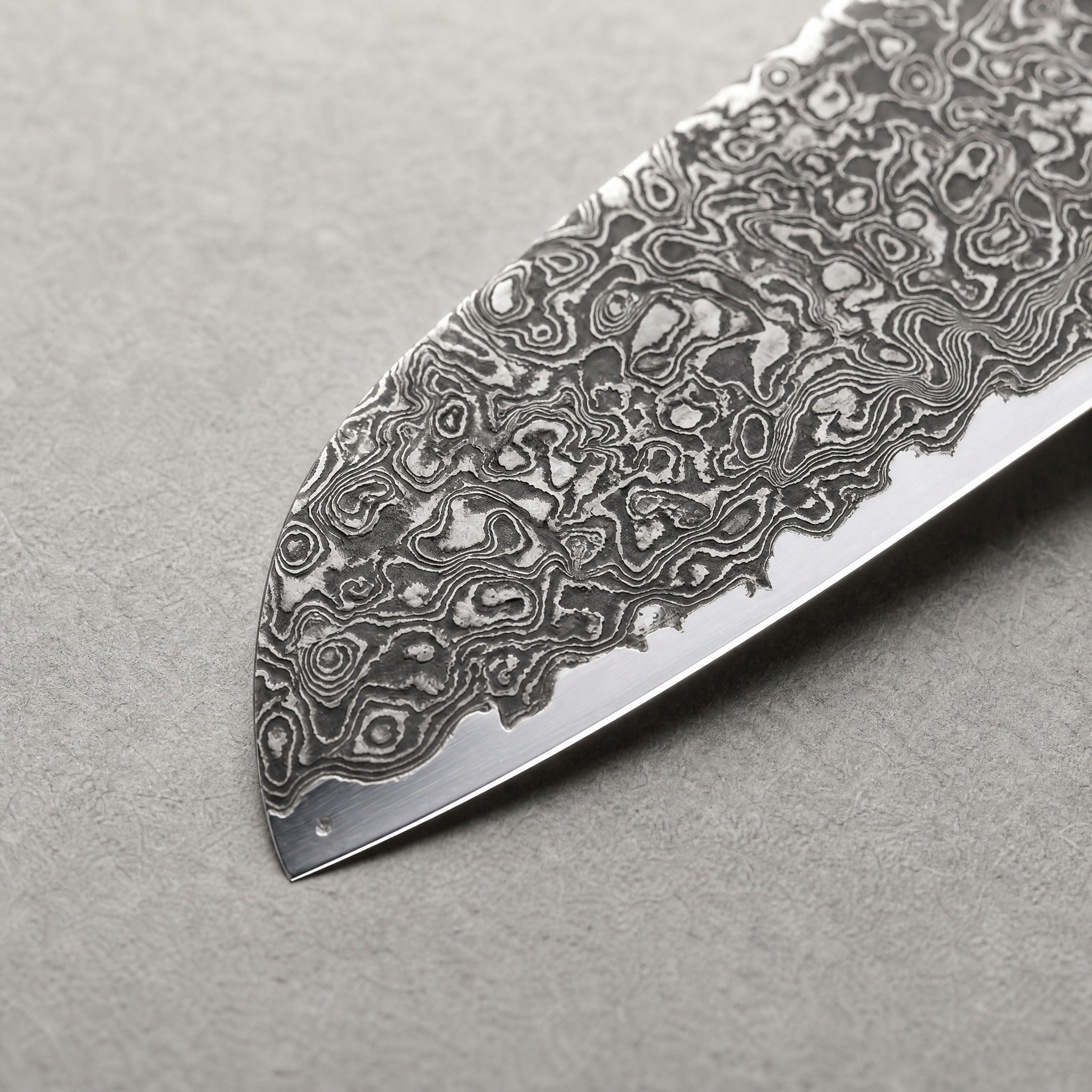 Masahira Damascus Santoku Chef Knife — Handmade, Wooden Handle (7 in)