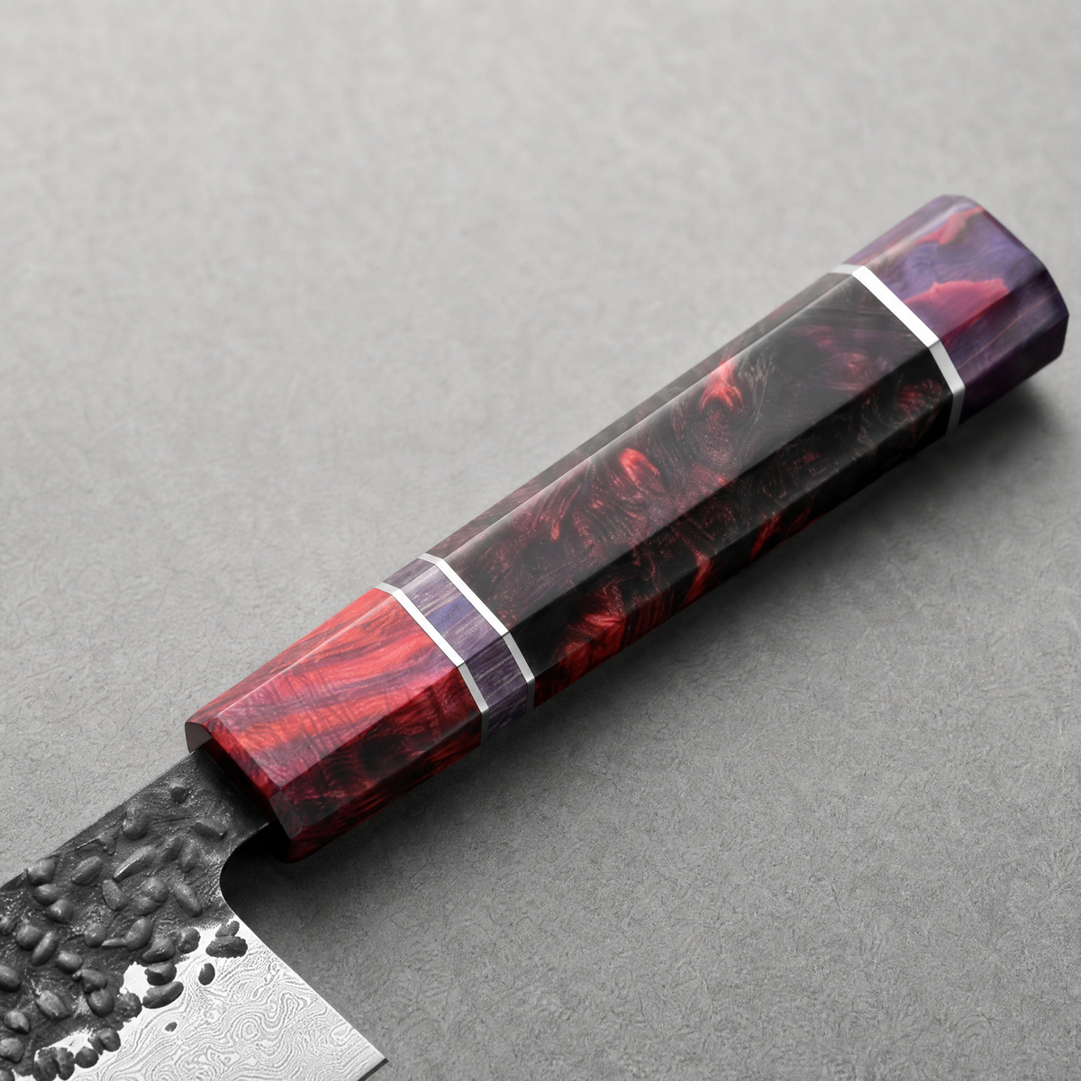 Masahira Damascus Stabilized-Wood Nakiri Knife