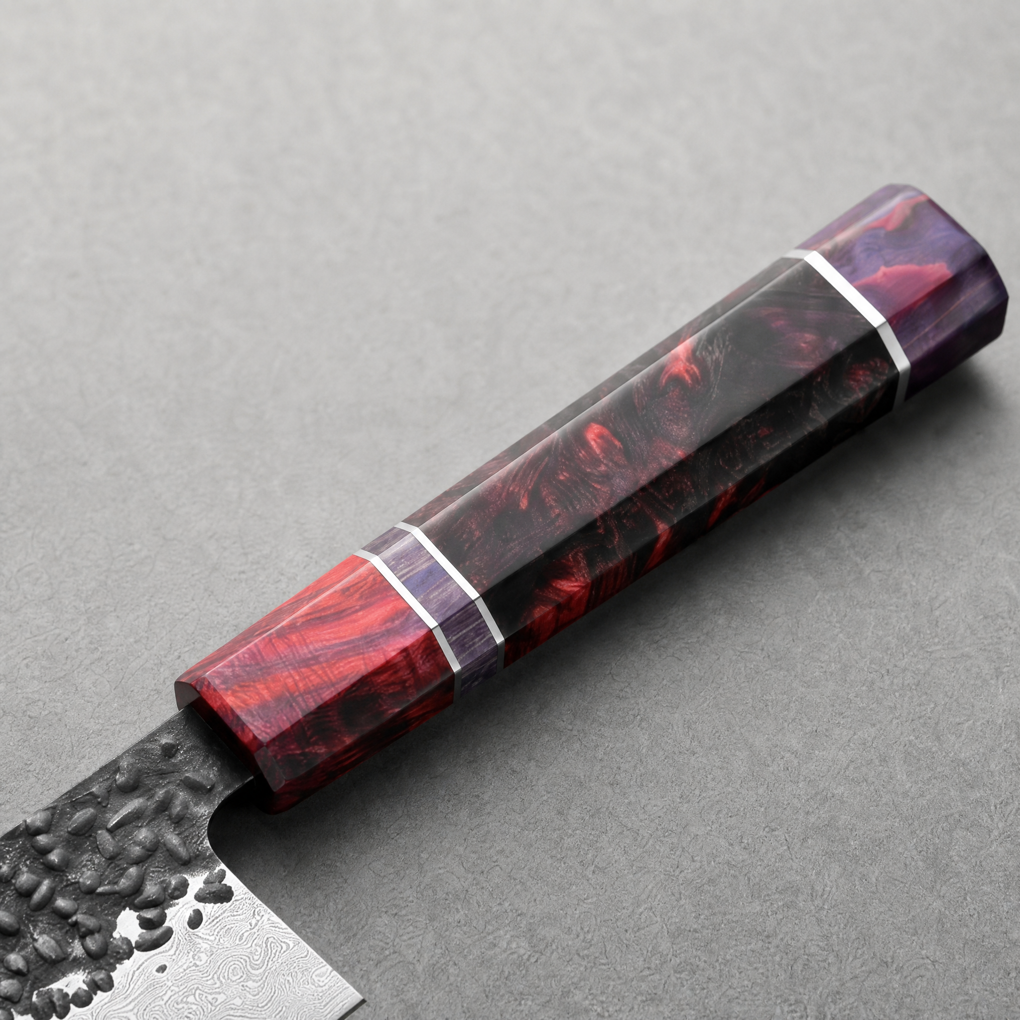 Masahira Damascus Stabilized-Wood Nakiri Knife