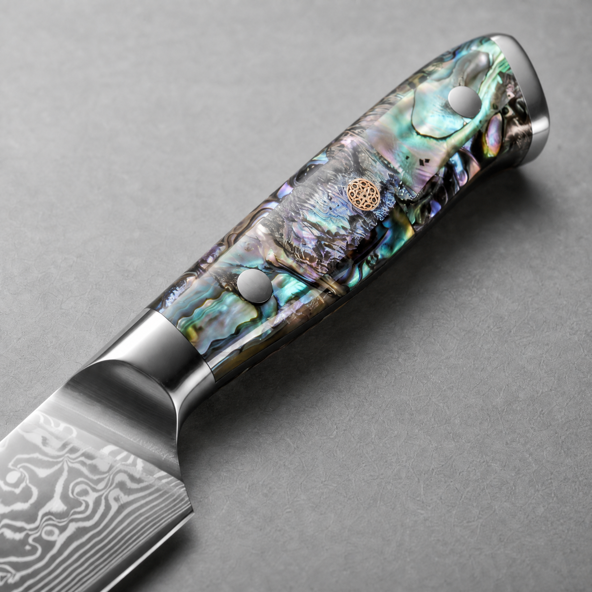 Masahira Abalone Damascus Utility Knife