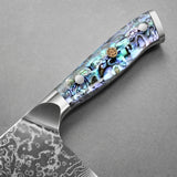 Masahira Abalone Damascus Cleaver Knife