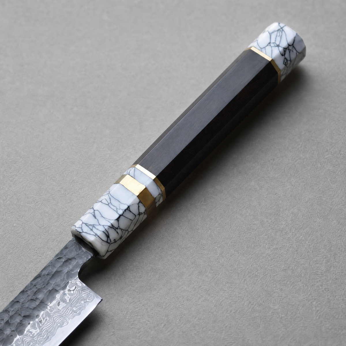 Masahira Damascus Sashimi Knife (Yanagiba) — Turquoise & Ebony Handle