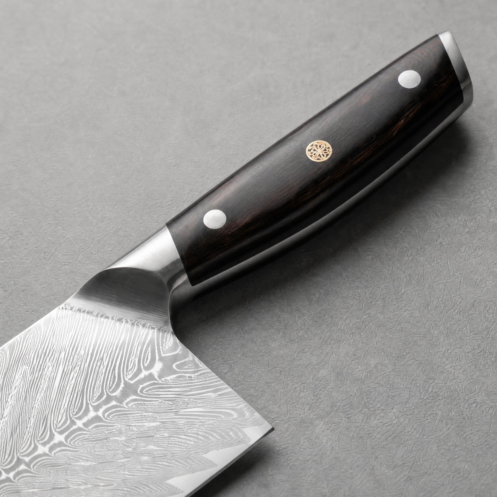 Masahira Damascus Cleaver Knife — 67-Layer, Ebony Handle (7.5 in)