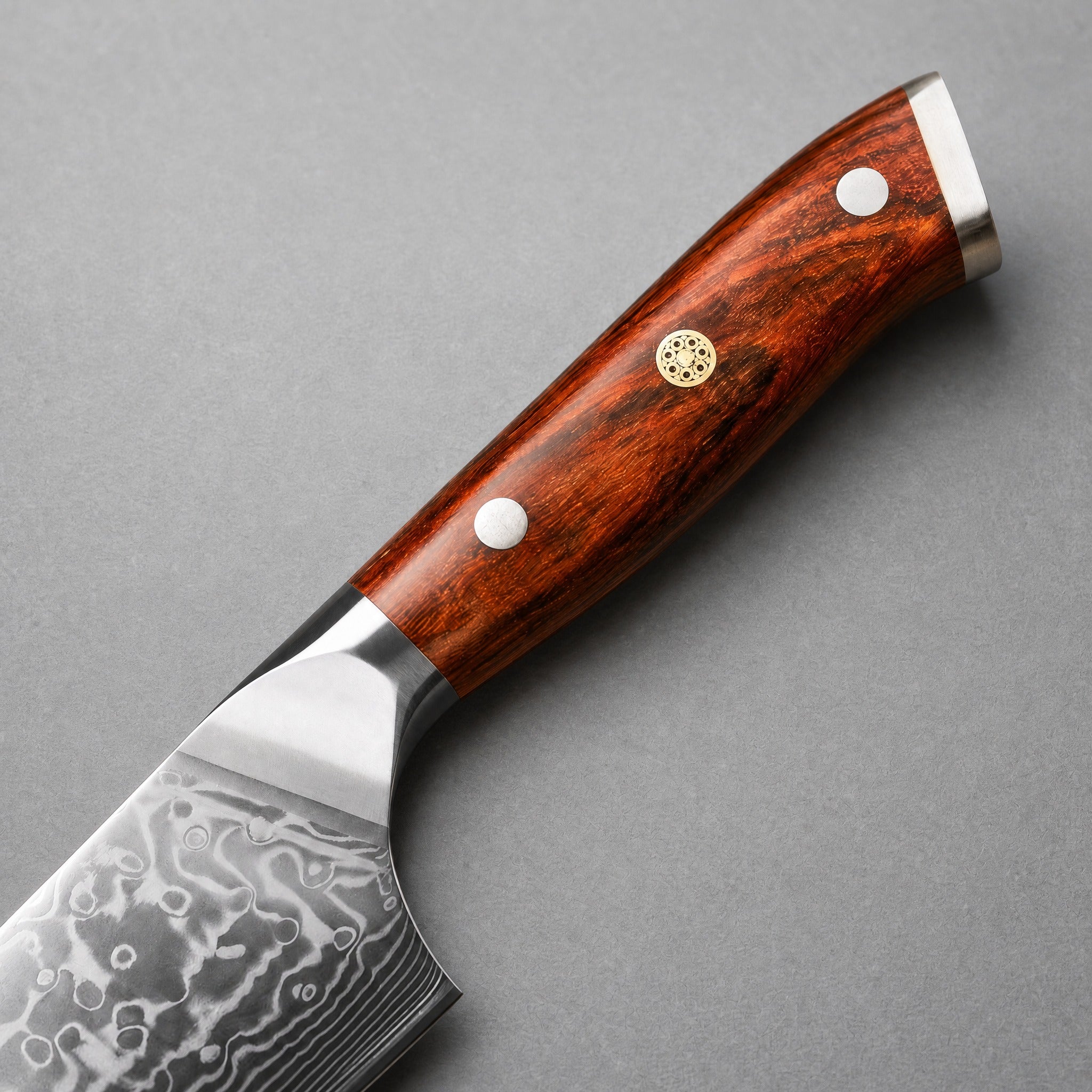 Masahira Damascus Santoku Knife — Rosewood Handle (8 in)