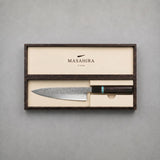 Masahira Hand-Forged Damascus Gyuto Chef Knife — Blue Handle (8.2 in)