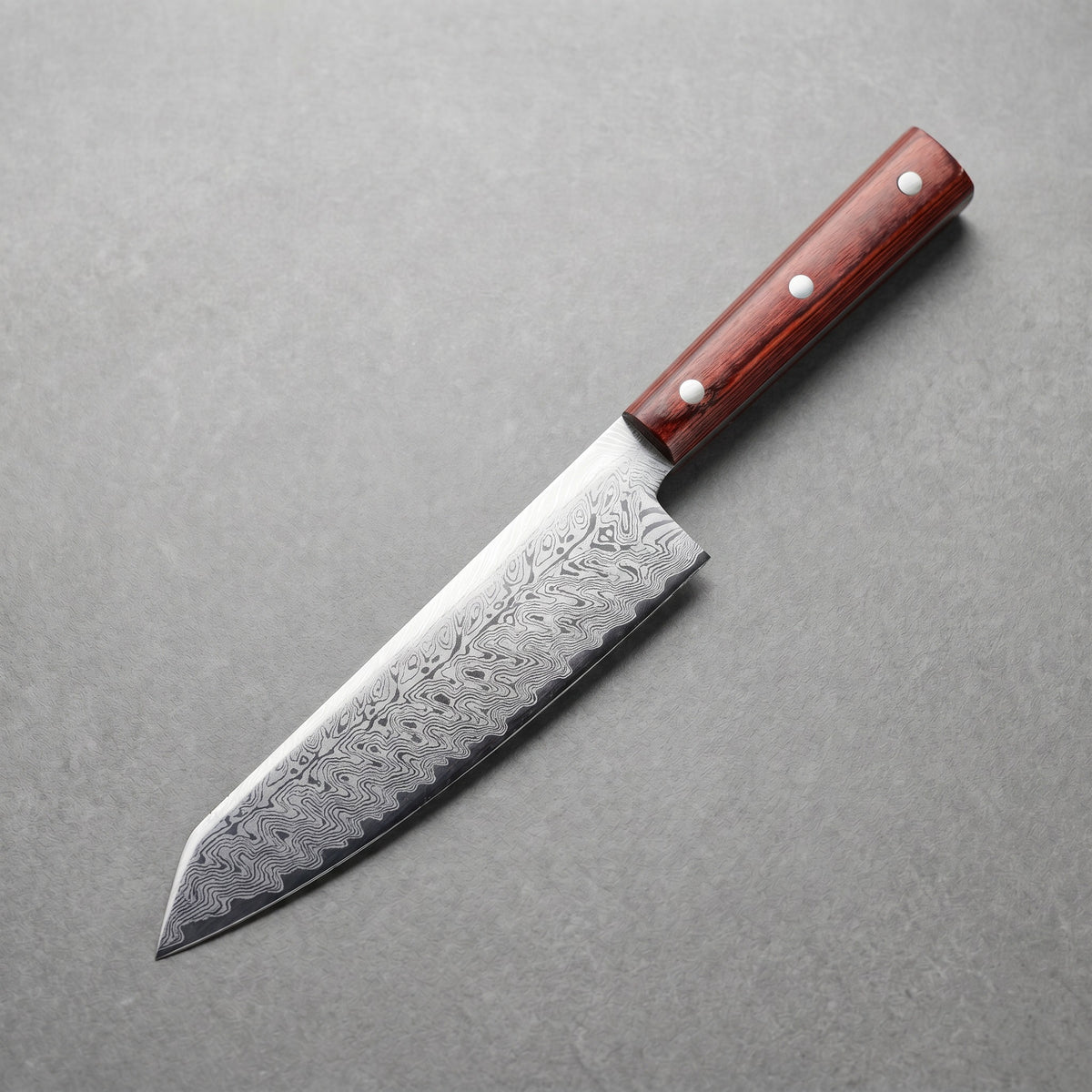 Masahira Damascus-Pattern Chef Knife — Red Handle (8 in)