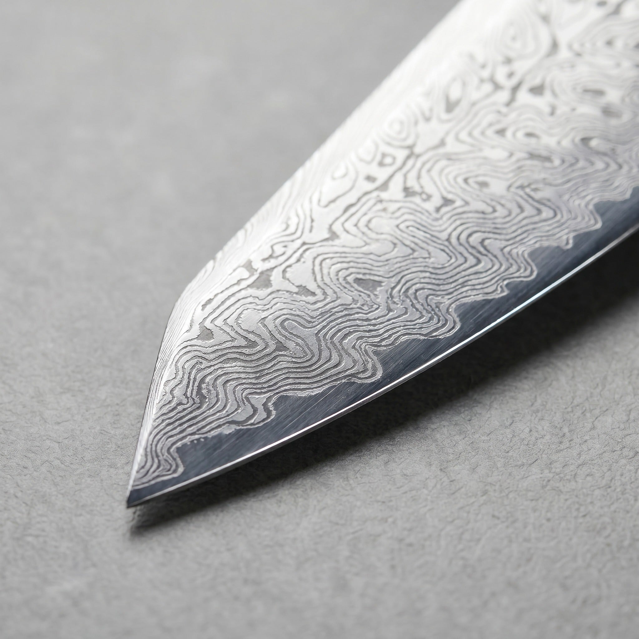 Masahira Damascus-Pattern Chef Knife — Red Handle (8 in)