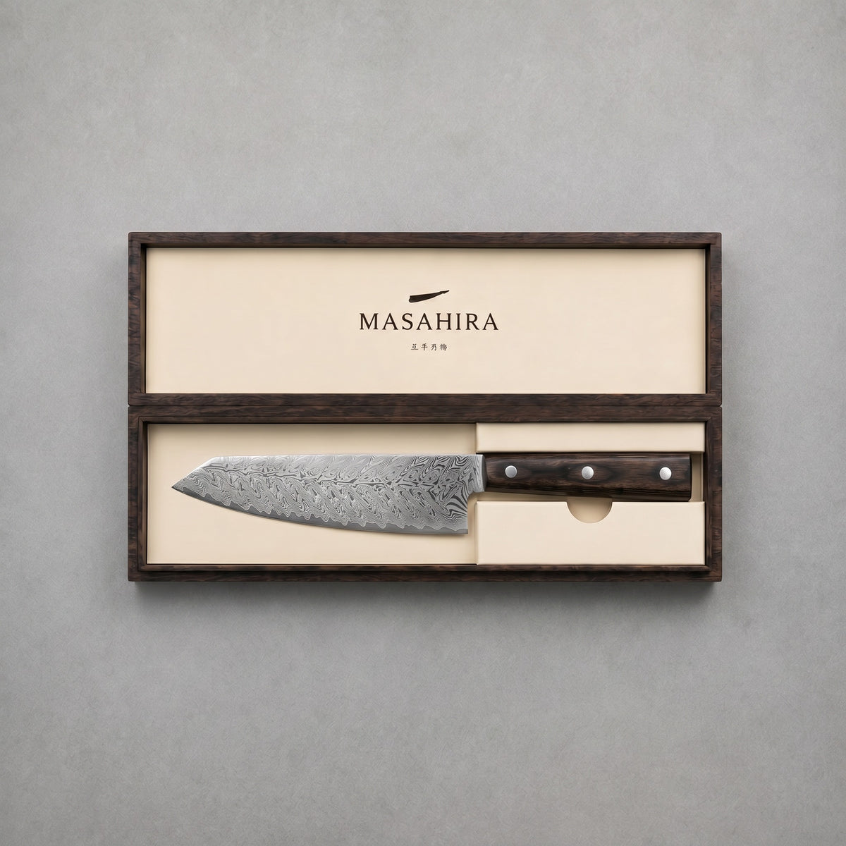 Masahira Damascus-Pattern Chef Knife — Rosewood Handle (8 in)