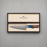 Masahira Blue Resin Damascus Chef Knife