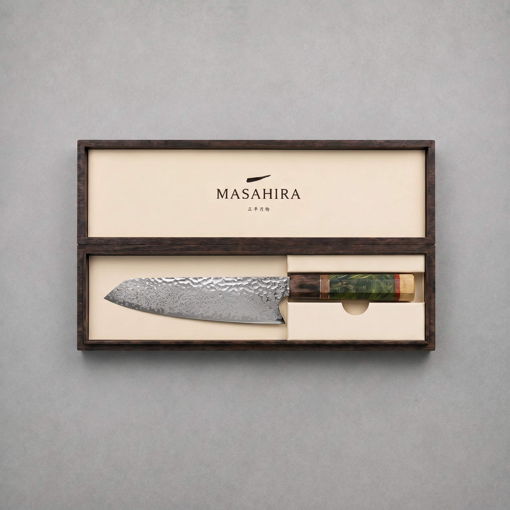 Masahira VG10 Damascus Chef Knife — 67-Layer, Stabilized Wood Handle (8 in)