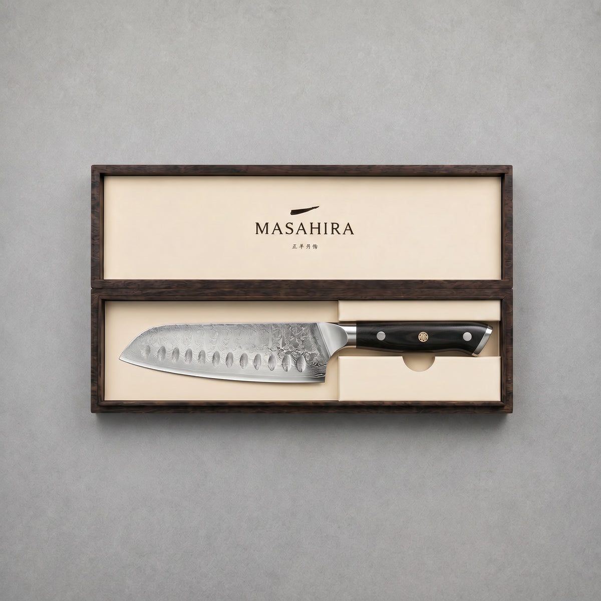 Masahira 67-Layer G10 Damascus Santoku Knife (7 in)