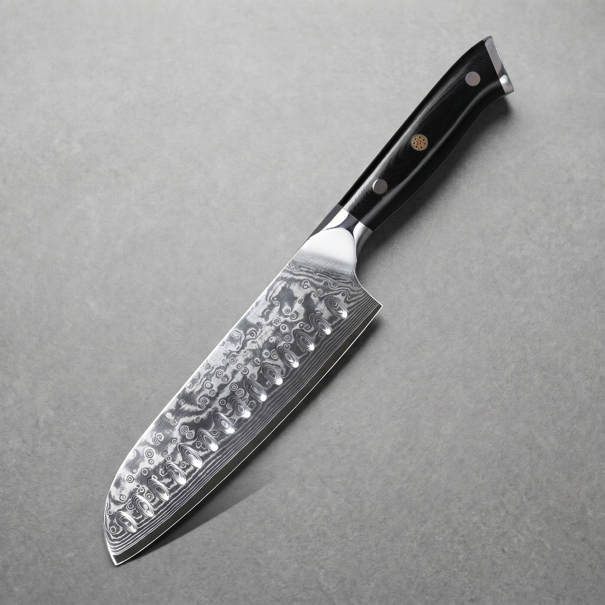 Masahira Hand-Forged Damascus Santoku Knife