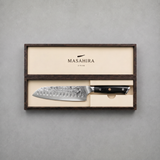Masahira Hand-Forged Damascus Santoku Knife