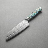 Masahira Abalone Damascus Santoku Knife