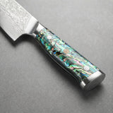 Masahira Abalone Damascus Santoku Knife
