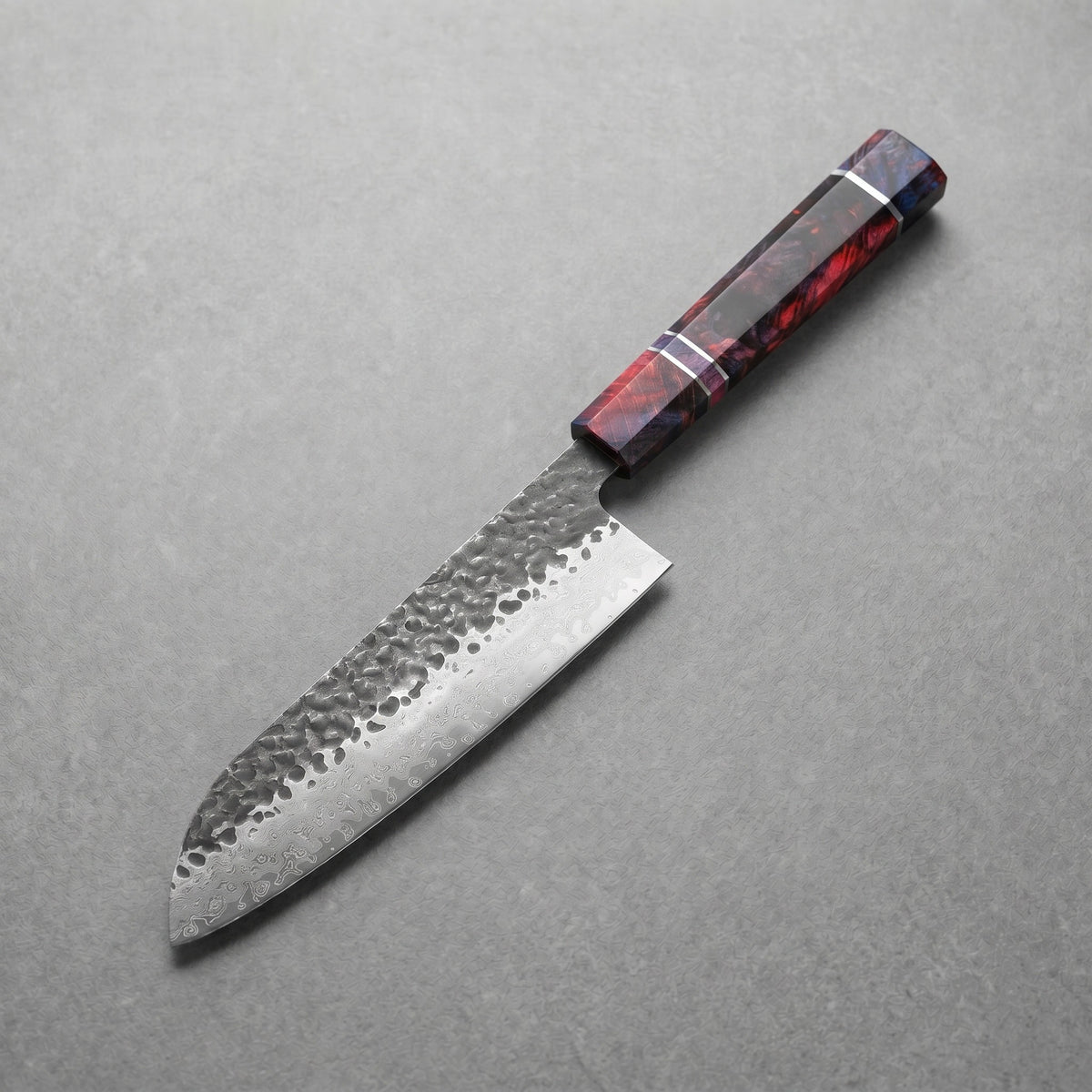 Masahira Damascus Stabilized-Wood Santoku Knife