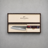 Masahira Damascus Stabilized-Wood Santoku Knife