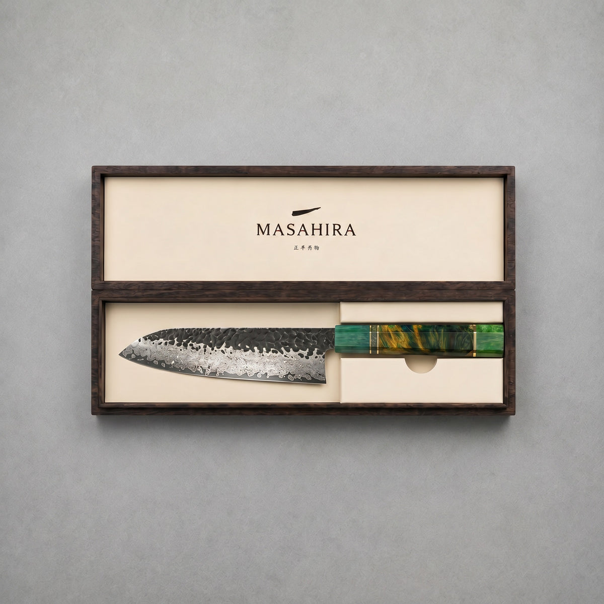 Masahira Hand-Forged 67-Layer Damascus Santoku Knife (7 in)